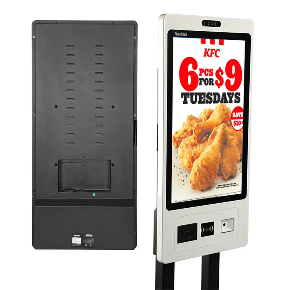 Yazıcı tarayıcı ve kamera dikey kendinden sipariş ile 32 inç ödeme Kiosk Check Out Kiosk