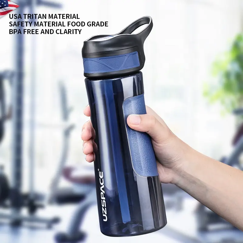 Botol air motivasi plastik besar, anti bocor Tritan bebas BPA 700ml Fitness luar ruangan olahraga air Uzspace dengan penanda waktu