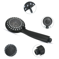 GEE-N ABS Chrome Pommeau de douche à main noir 5 fonctions avec jet doux et valve en céramique à poignée unique pour salle de bain