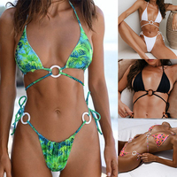 Meilleures ventes 2024 - Ensemble de bikini sexy à deux pièces avec logo personnalisé, violet, côtelé, en spandex/nylon, maillot de bain antibactérien