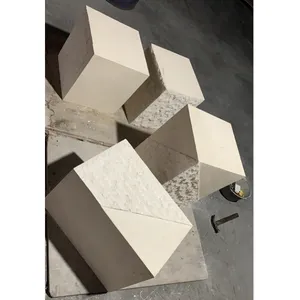 Cream limestone hollow blocks marble plinth table