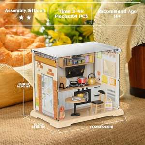 Adultes Adolescents DIY Miniature House <span class=keywords><strong>Kit</strong></span> LED Dollhouse Furniture Figures Home Kitchen Mini Model for Decorative Building Mini House - Product Image 2