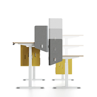 Bureau assis-debout électrique extensible à hauteur réglable avec panneau acoustique et rail de gestion des câbles