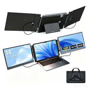 Laptop-Bildschirmerweiterung 14 Zoll, tragbarer Triple-Monitor, 1080P FHD IPS-Bildschirm für 13-17 Zoll Reise-Display für Mac/Windows/<span class=keywords><strong>Chrome</strong></span> - Product Image 1