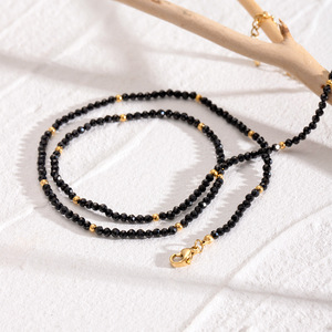 Collar de cuentas negras de acero inoxidable, diseño simple, forma geométrica, joyería para mujer, accesorio de moda - Product Image 4