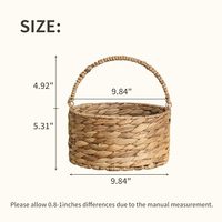 Panier de rangement rond en jacinthe d'eau tressée, ouvert en dessus, pour étagère et placard domestique - Vente en gros