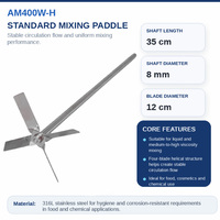 Agitateur hélicoïdal à quatre pales SS316L, arbre de 35 cm, turbine à pales coniques pour mélangeur de laboratoire