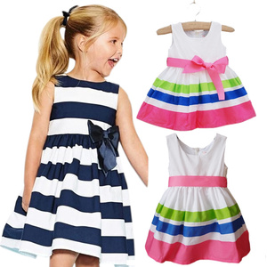 Vente en gros de vêtements d'été pour enfants de style coréen, robe unie pour filles avec nœud, pour filles, en provenance de Chine - Product Image 1