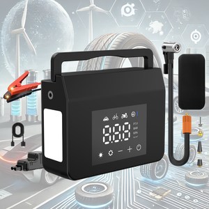 Avviatore d'Emergenza Portatile <span class=keywords><strong>12V</strong></span> con Batteria al <span class=keywords><strong>Litio</strong></span> da 8000mAh, Compressore d'Aria, Power Bank e Luce LED - Product Image 1