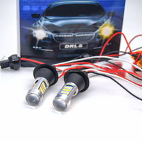 Luz LED de Señal de Giro de Doble Color T20 42SMD, Luz de Reversa SMD 2835 de 10w, DRL Blanca/Amarilla, Bombilla LED 1156 7440 3156 con Función Switchback