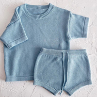 Boutique Coton Fil Bébé Tee Shorts Ensemble Enfants Toddler Knit Pull Summer Casual Deux Pièces
