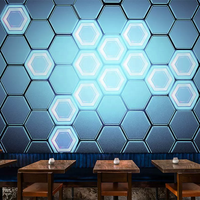 Murale murale 3D géométrique moderne, imperméable et facile à installer pour salle de jeux et fond de karaoké