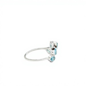 Handmade 925 Sterling Silver Blue Topaz <b>Crown</b> <b>Ring</b> Featuring Marquise Cut Gemstones Elegant Tiara Design Jewelry - Product Image 3