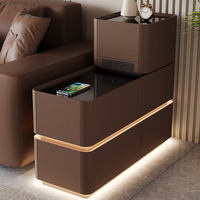 Table basse moderne en bois avec éclairage LED multifonctionnel intelligent, avec rangement, écologique, prise incluse, meubles de salon