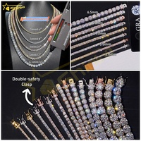 Collier Chaîne Tennis en Argent Sterling 925 avec Diamants de Laboratoire VVS et Moissanite, Effet Givré, Tailles 2mm, 3mm, 4mm, 5mm, 6.5mm, Prix d'Usine en Gros