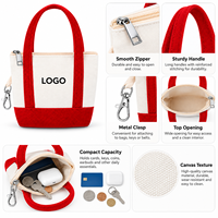 Sac fourre-tout mini en toile personnalisable avec logo, léger, minimaliste, multicolore, avec porte-clés et porte-monnaie, fermeture éclair durable
