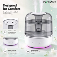 Humidificateur Confort 90ML avec Veilleuse, Brume Ultrasonique 28dB, Remplissage par le Haut, Faible Bruit, pour Chambre à Coucher, Apaisant pour Bébé/Enfant