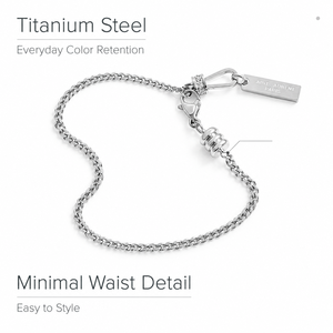 Bracelet à breloques cylindriques délicates en acier inoxydable, sans nickel, couleur argent, chaîne fine à maillons pour un usage quotidien décontracté ou rendez-vous galants - Product Image 2