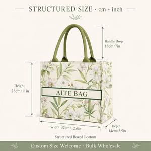 Bolsas de acompañamiento al por mayor reutilizables para fiesta verde, bolsas de lona personalizadas para regalo con hebilla oculta Floral Vintage - Product Image 3