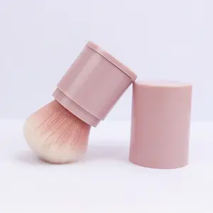OEM Natural Fan Blush Cosmetic Private Label Single 8 Makeup Brush Portable Refillable Loose Powder Case Container Brush Large