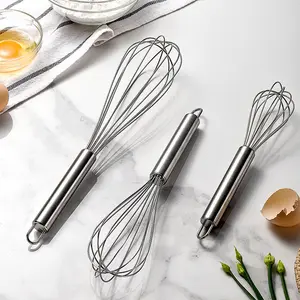Sıcak satış pişirme araçları el yapımı paslanmaz çelik yumurta çırpıcı 6 tel mutfak gereçleri