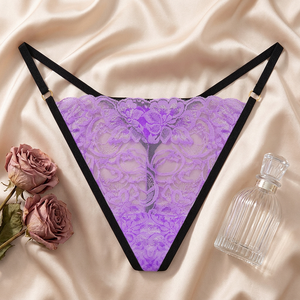 Tanga de Encaje Floral Transparente para Mujer, Tanga Sexy de Talle Bajo con Tirantes Finos, Ropa Interior Elegante y Transpirable para Mujer, Venta al por Mayor - Product Image 3