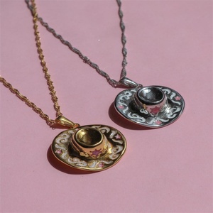 Western Style Jewelry Women Necklace Custom Stainless Steel Enamel Hat <b>Boots</b> Pendant Necklace - Product Image 3
