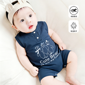 ชุดรอมเปอร์เด็กอ่อนและเด็กวัยหัดเดิน แขนกุด ผ้าฝ้าย สำหรับฤดูร้อน - Product Image 4