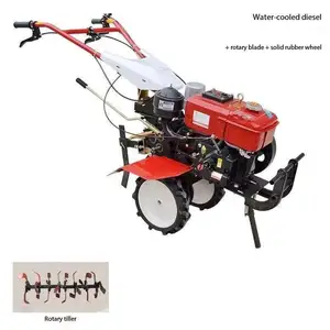 Désherbeur agricole Cutter Cultivateurs Diesel Tiller Riz Tracteur agricole à deux roues avec rotatif