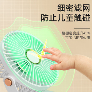 Ventilateur de bureau portable avec lumière, clip, batterie rechargeable USB, moteur DC 2 W, commande par bouton, pour utilisation en chambre d'étudiant - Product Image 2