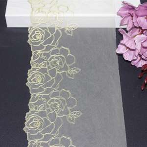 블랙 로즈 나일론 얇은 명주 그물 생생한 다채로운 꽃 자수 레이스 트림 직물 숙녀 브래지어 - Product Image 4