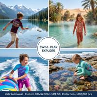 OEM Private Label Meisjes Ananas Fruit Print Groene Lange Mouwen Badpak Eén Stuk Rits Kinderen Waterpark Zwemkleding UV Bescherming