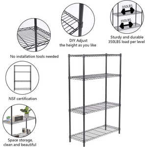 4-Layer Adjustable Utility <b>Storage</b> Rack with Black Anti-Rust Coating Ideal for Pantry/<b>Laundry</b> Room Organization - Product Image 6