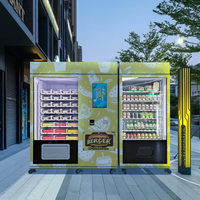 Distributeurs automatiques de hamburgers et de plats chauds 24h/24, 2 en 1, avec lecteur de cartes et système de paiement par pièces