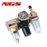 NGS Aluminium AC2000-02 1/4 AC4000-04 1/2 06 AC5000-10 Filtre Régulateur Lubrificateur Pneumatique Combiné FRL 3kg