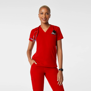 Bestexカスタム高弾性ファッション医療スクラブ病院ユニフォームVネック半袖女性スクラブユニフォームセット卸売 - Product Image 2
