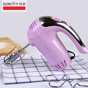 Suncity Handheld Electric Egg Beater 300W 5-Speed Pink Baking Mixer With Wire Whip And Dough Hook - Product Image 1