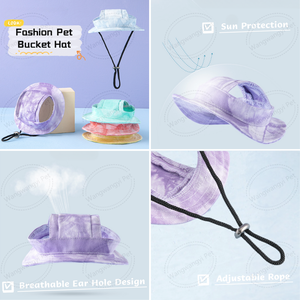 Chapeau de soleil réglable en coton doux pour animaux de compagnie Chapeau de seau extérieur Protection solaire Bonnet pour chien - Product Image 2