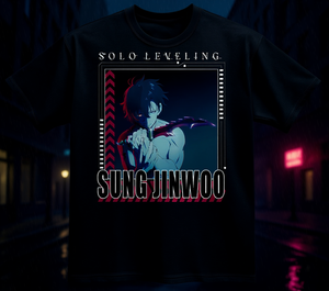 T-shirt nera da adulto Solo Leveling Sung Jinwoo con stampa digitale, manica corta, 100% cotone, vestibilità regolare, casual, girocollo - Product Image 2