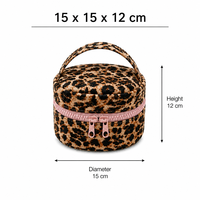 Pochette de maquillage personnalisée avec logo, imprimé léopard, sac de voyage pour cosmétiques, organiseur de cosmétiques portable pour femmes avec poignée supérieure