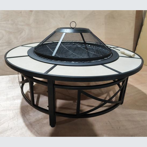 Metalen <span class=keywords><strong>Bbq</strong></span> Vuurplaats Met Keramische Tegelmozaïek Tafelblad 3 In 1 Multifunctionele Houtgestookte Brazier <span class=keywords><strong>Bbq</strong></span> Tafel - Product Image 1