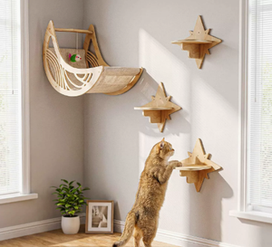 Hamaca de pared de madera para gatos, estante de pared para gatos, perchero para trepar, mueble de árbol para gatos de interior - Product Image 4