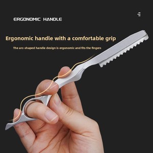 Navaja Profesional Reutilizable para Adelgazar y Recortar el Cabello con Mango de Aluminio Espacial para Depilación de Cejas y Rostro - Product Image 2