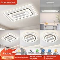 Ventilateur sans pales minimaliste moderne avec lampe LED 220V pour salon et chambre à coucher, éclairage Zhongshan à commande vocale