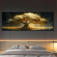 Kit de Broderie Diamant DIY Arbre de Vie Style Européen Très Grand Format, Mosaïque en Résine Carrée et Ronde, Broderie Arbre Doré, Décoration Maison