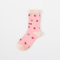 Chaussettes ras du cou OEM à pois rose pâle pour femmes, en coton et élasthanne, respirantes, tricotées, mignonnes et décontractées