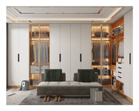Nouvelle conception, armoire de rangement sur mesure pour grande chambre à coucher, armoire en bois avec porte en verre battante pour femmes