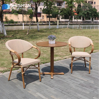 Ensemble de salle à manger moderne en aluminium et rotin PE pour extérieur, table et chaises imperméables pour hôtel, villa, restaurant, jardin, cour