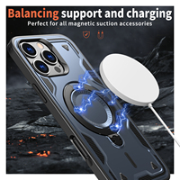 Étui de téléphone à charge sans fil rotatif à 360° pour iPhone 16 Pro, avec béquille annulaire et coque arrière magnétique, compatible iPhone 15 14 13 12 et Samsung