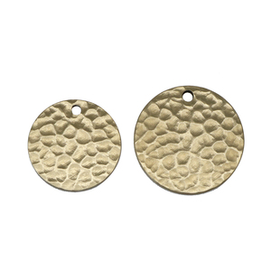 Étiquettes rondes en laiton massif, motif martelé vintage, tailles et formes personnalisées, étiquette pour animaux de compagnie en laiton, étiquette vierge double face - Product Image 1